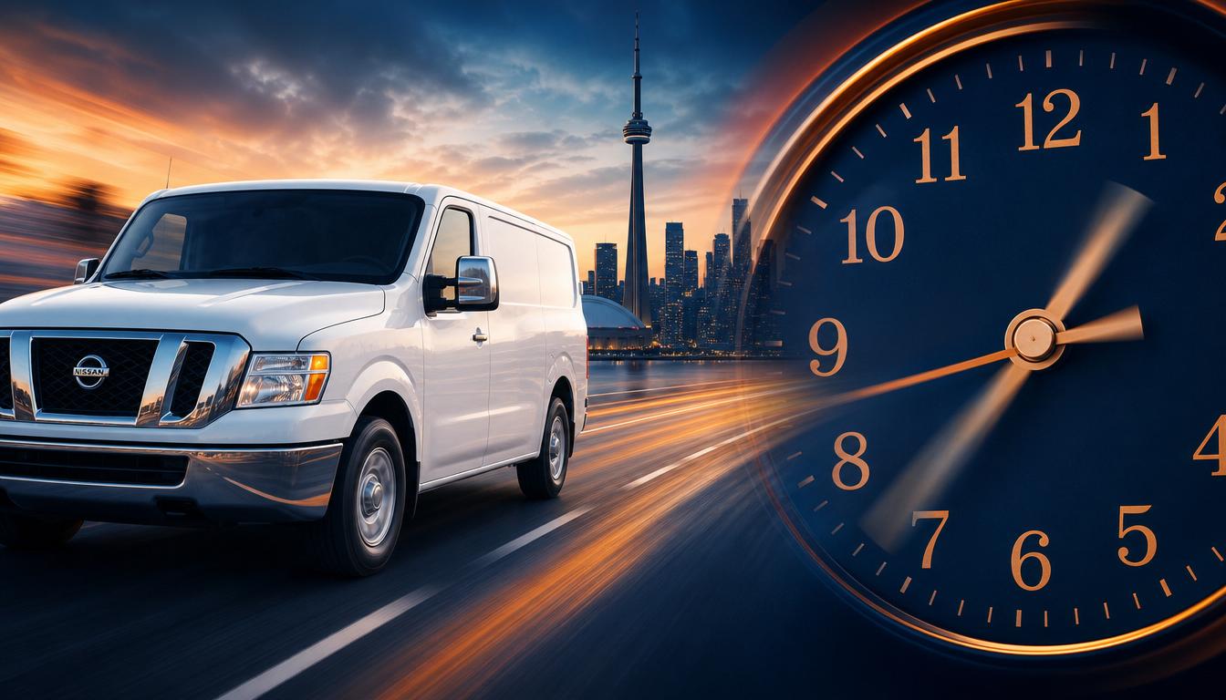 same-day gta courier front van half clock time running
